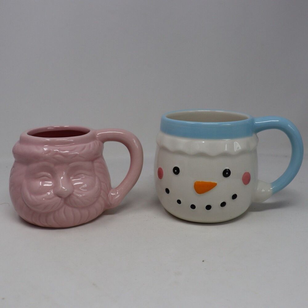 Target Bullseye Winter Christmas 2024 Snowman Mug & Pink Santa Mug